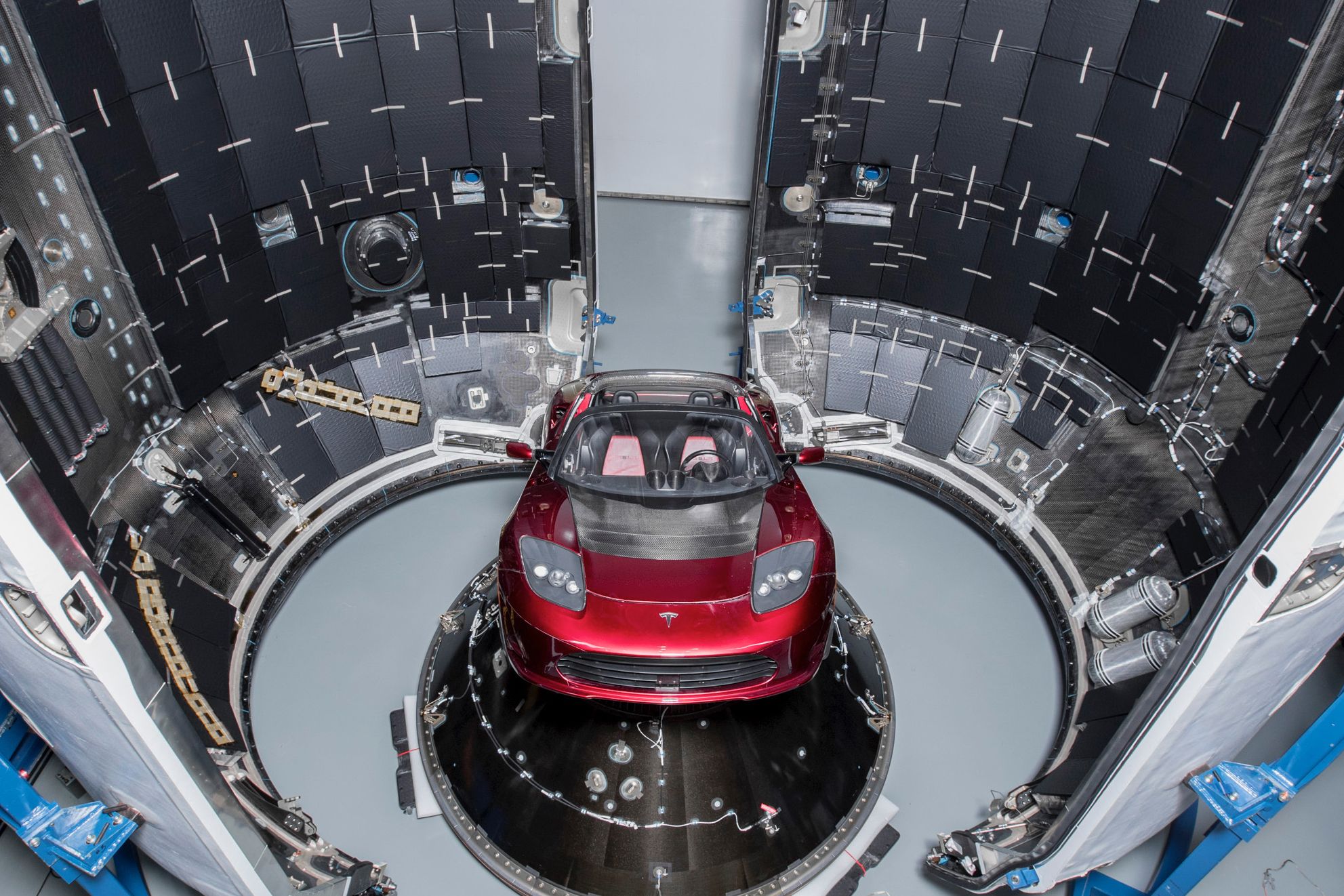 Is it a bird? A plane? Nope, just a Tesla Roadster.